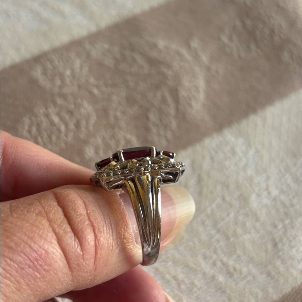 Vintage Garnet Ring set 925 - Picture 6 of 10